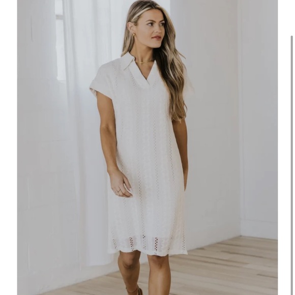 NWT Roolee Kristy Collared Lace Crochet Boho Dress - Large - Picture 1 of 2